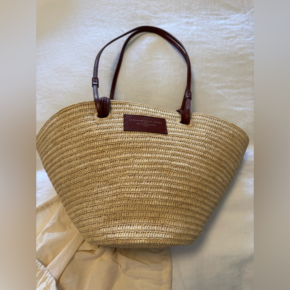 Sezane Justine Straw Bucket Bag EUC Medium Raffia - Picture 5 of 9